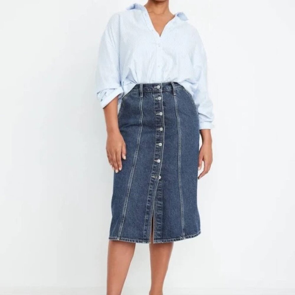 Old Navy - High-Waisted Jean Midi Skirt